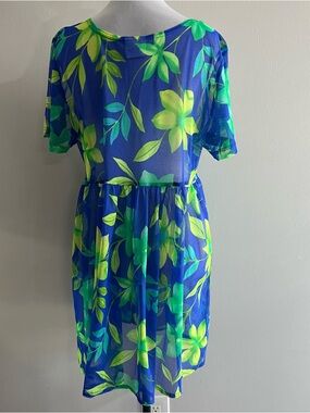 NWT VINTAGE Cole of California Women's Floral Mesh Bathing Suit Cover-Up Dress